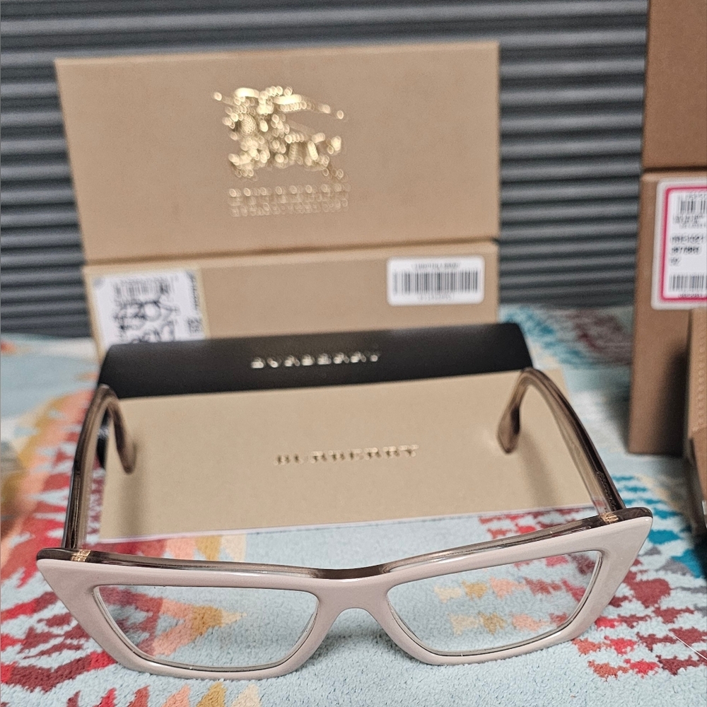 Burberry Beige Cat-Eye Acetate Glasses